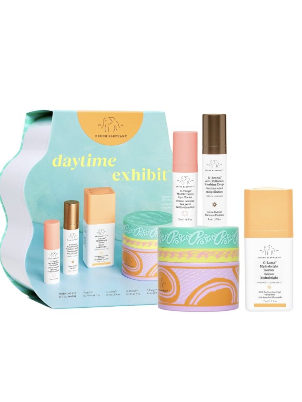 Drunk Elephant Daytime Exhibit Morning Kit: Protini Cream, C-Tango, D-Bronzi